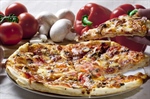 Pizza is an oven-baked, flat, disc-shaped bread typically topped with a tomato sauce, cheese and...