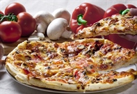 Pizza is an oven-baked, flat, disc-shaped bread typically topped with a tomato sauce, cheese and various toppings.