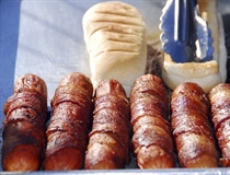 A hot dog is a sausage served in a sliced bun