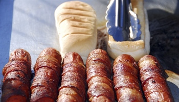 A hot dog is a sausage served in a sliced bun